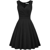 Women's Sleeveless Wrap V-Neck A-line Bridesmaid Cocktail Party Dress