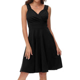 Women's Sleeveless Wrap V-Neck A-line Bridesmaid Cocktail Party Dress