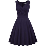 Women's Sleeveless Wrap V-Neck A-line Bridesmaid Cocktail Party Dress