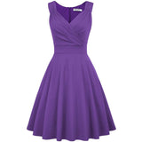Women's Sleeveless Wrap V-Neck A-line Bridesmaid Cocktail Party Dress