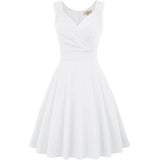 Women's Sleeveless Wrap V-Neck A-line Bridesmaid Cocktail Party Dress