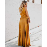 Women's Solid Color Slit Tie Maxi Dress