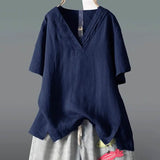 Women's Solid Half Sleeve V Neck Shirt Top