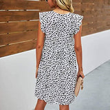Women's Summer Leopard V Neck Bohemia Dress