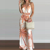 Women's Summer New Digital Printing Colorful Slit Jumpsuit