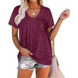 Women's Summer Short Sleeve Crew Neck Pocket Top