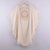 Women's Swimwear Cover Up Beach Dress Tassel Printing Hole