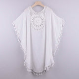 Women's Swimwear Cover Up Beach Dress Tassel Printing Hole