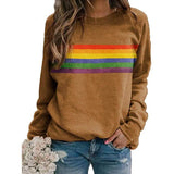 Women's T shirt Rainbow Graphic Long Sleeve Round Neck Tops