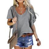 Women's T-Shirt Solid V-Neck Basic Casual Top