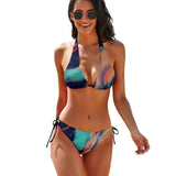 Women's Tie Dye Bikini Swimsuits Triangle String Bikini Sets Two Piece Bathing Suits