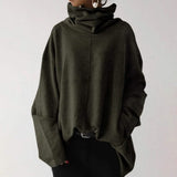 Women's Turtleneck Wide Sleeves Solid Loose Pullover Sweatshirt