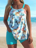Women's two-piece sky-blue quick-dry tankini