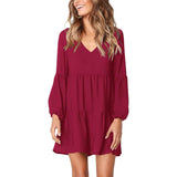 Women's V Neck Casual Loose Dress