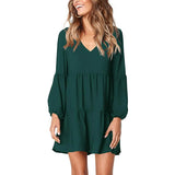 Women's V Neck Casual Loose Dress