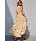 Women's V-neck Ruffle Hem Solid Dress