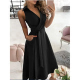 Women's V-Neck Sleeveless Long Dress