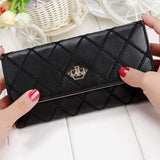 Womens Wallets Purses Plaid PU Leather Long Wallet Hasp Phone Bag