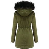 Women's Winter Coat Warm Thick Black Fleece Lined Wide Furry Hood Parka