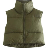 Women's Winter Crop Vest Lightweight Sleeveless Warm Outerwear Puffer Vest Padded Gilet