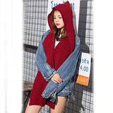 Women's Winter Knitted Hooded Long Scarf