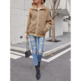 Womens Winter Sherpa Fleece Button Jacket Coat
