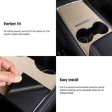 Wood Center Console Wrap for Model 3/Y | Open-Grain Match | Scratch Protection