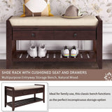Wood Storage Bench with 2 Drawer Shoe Rack