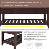 Wood Storage Bench with 2 Drawer Shoe Rack