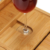 Wooden Bathtub Tray with Wine Glass Slot Phone Tray Book Holder