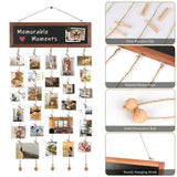 Wooden Hanging Picture Frame Display String Ropes with 30 Clips Writable Blackboard