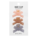Eklips Pastel Ribbon Hair Clips Transparent Bows 3-Pack