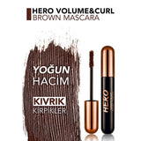 Flormar Hero Volume & Curl Brown Mascara: Long Lasting, Non-Smudge, Clump-Free Formula for Dramatic Lashes