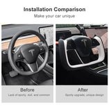 Yoke Style Steering Wheel for Model 3 / Y【Black & White Leather】