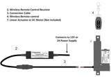 Linear Actuator or DC Motor Power Supply + DPDT Wireless Remote Control Up Down Switch + Wiring