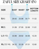 ZAFUL Women High Waisted Bikini Sets Color Block Sporty 2 Piece Bathing Suit Adjustable Straps Tummy Control Swimwear