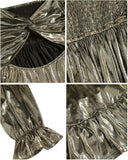 ZAFUL Women's 2023 Long Sleeve V Neck Mini Dress Smoked Back Glitter Christmas Cocktail Party Evening Dress with Ruffles Hem