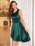 ZAFUL Women's 2025 Sleeveless Satin Cocktail Mini Dress Flowy A Line Short Formal Dresses Wedding Silky Party High Low Dress