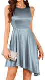 ZAFUL Women's 2025 Sleeveless Satin Cocktail Mini Dress Flowy A Line Short Formal Dresses Wedding Silky Party High Low Dress