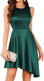 ZAFUL Women's 2025 Sleeveless Satin Cocktail Mini Dress Flowy A Line Short Formal Dresses Wedding Silky Party High Low Dress