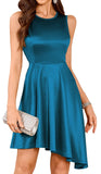 ZAFUL Women's 2025 Sleeveless Satin Cocktail Mini Dress Flowy A Line Short Formal Dresses Wedding Silky Party High Low Dress