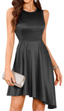 ZAFUL Women's 2025 Sleeveless Satin Cocktail Mini Dress Flowy A Line Short Formal Dresses Wedding Silky Party High Low Dress