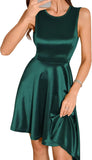 ZAFUL Women's 2025 Sleeveless Satin Cocktail Mini Dress Flowy A Line Short Formal Dresses Wedding Silky Party High Low Dress