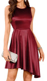 ZAFUL Women's 2025 Sleeveless Satin Cocktail Mini Dress Flowy A Line Short Formal Dresses Wedding Silky Party High Low Dress