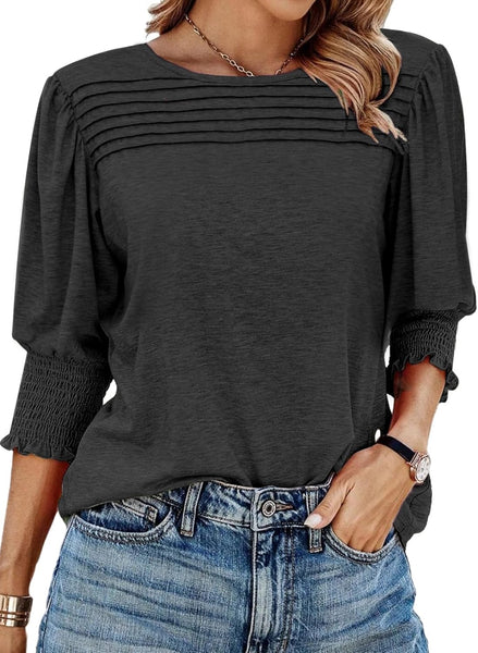 ZAFUL Womens 3/4 Long Sleeve Tunic Tops Spring Fashion Dressy Casual Blouses Trendy Outfits