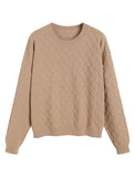 ZAFUL Women's Cable Knit Sweaters Trendy Fall Crewneck Long Sleeve Casual Loose Jumper Pullover Oversized Sweater Tops 2025