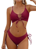 ZAFUL Women's Cheeky Bikini Set 2 Piece Sexy String High Cut Swimsuits Lace Up Tie Side Bathing Suits 2025