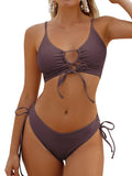 ZAFUL Women's Cheeky Bikini Set 2 Piece Sexy String High Cut Swimsuits Lace Up Tie Side Bathing Suits 2025