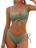 ZAFUL Women's Cheeky Bikini Set 2 Piece Sexy String High Cut Swimsuits Lace Up Tie Side Bathing Suits 2025