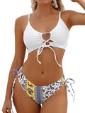 ZAFUL Women's Cheeky Bikini Set 2 Piece Sexy String High Cut Swimsuits Lace Up Tie Side Bathing Suits 2025